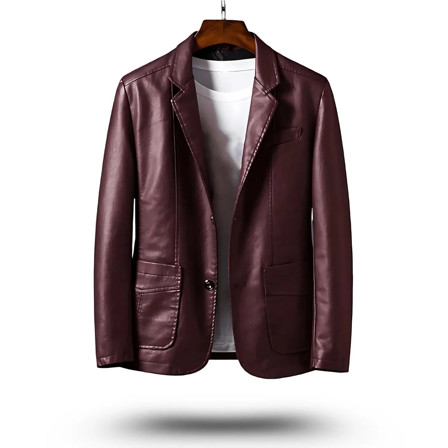 Men's Fitted PU Leather Jacket Classic Style
