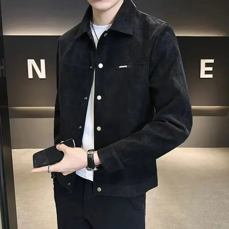 Men's Leather Jacket Black Modern Design