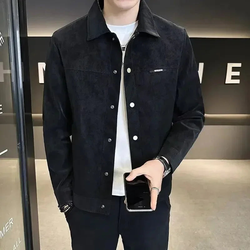 Men's Leather Jacket Black Modern Design