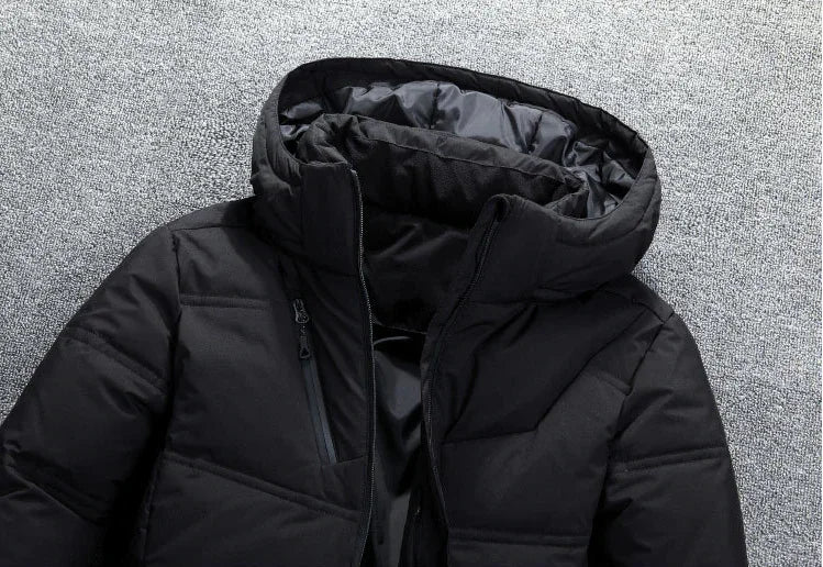 Men's Winter Jacket Polyester with Removable Hood