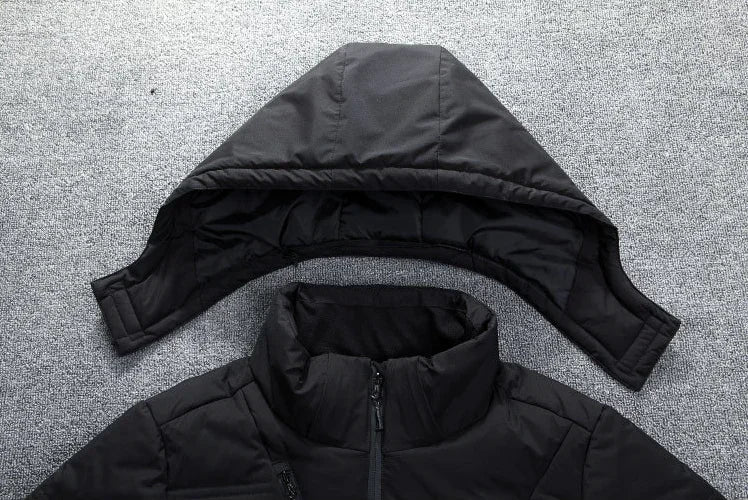 Men's Winter Jacket Polyester with Removable Hood