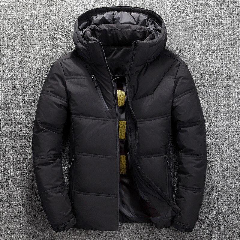 Men's Winter Jacket Polyester with Removable Hood