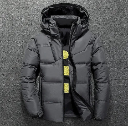Men's Winter Jacket Polyester with Removable Hood