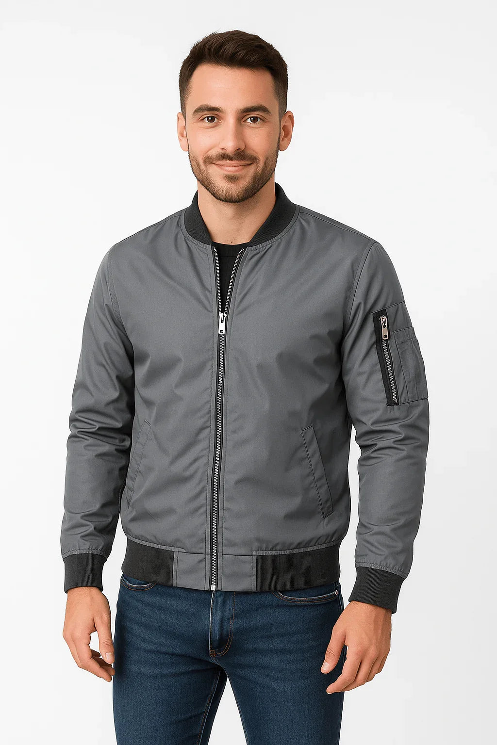 Men's Lightweight Bomber Jacket Polyester Classic Cut