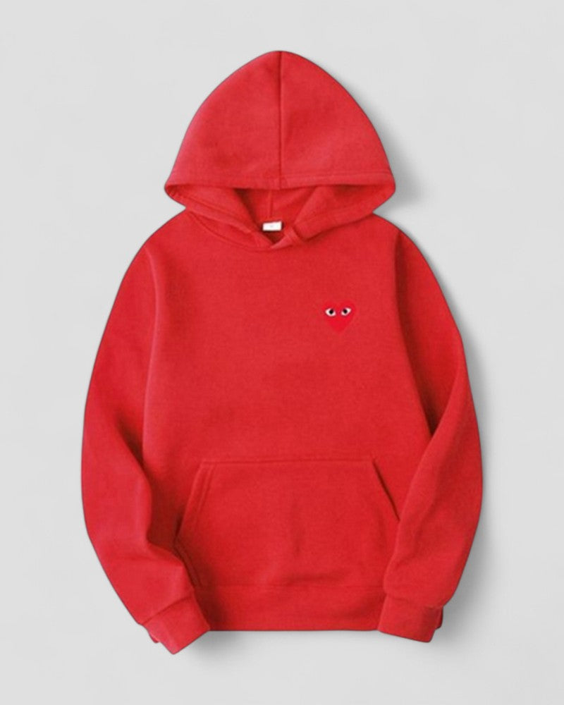 Women's Casual Pullover Hoodie with Embroidered Heart Design