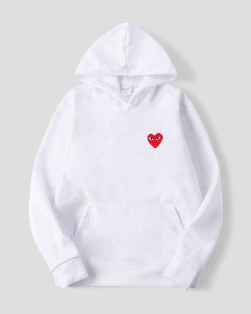 Women's Casual Pullover Hoodie with Embroidered Heart Design