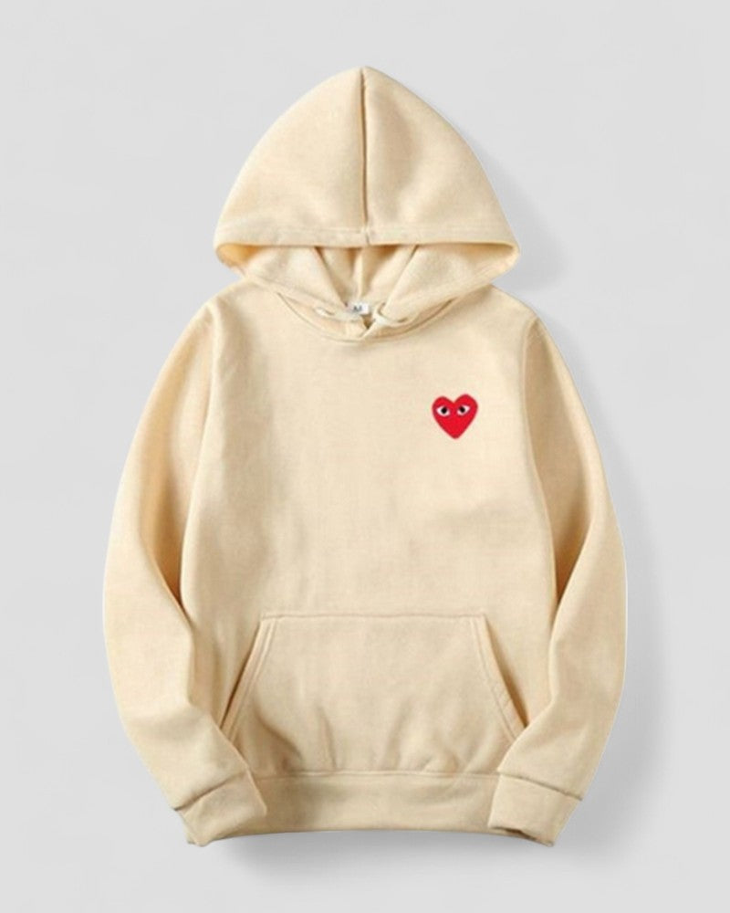 Women's Casual Pullover Hoodie with Embroidered Heart Design