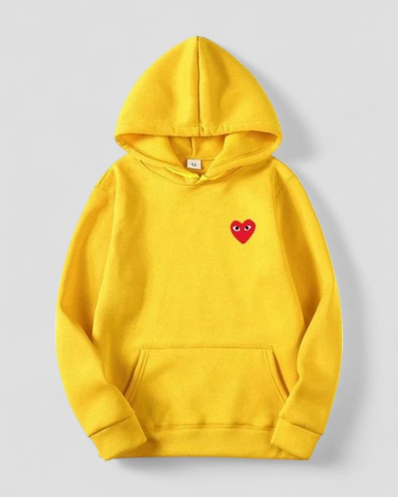 Women's Casual Pullover Hoodie with Embroidered Heart Design