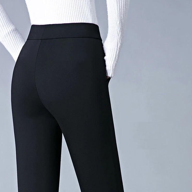 Women's High-Waisted Stretch Leggings with Faux Pocket Detail
