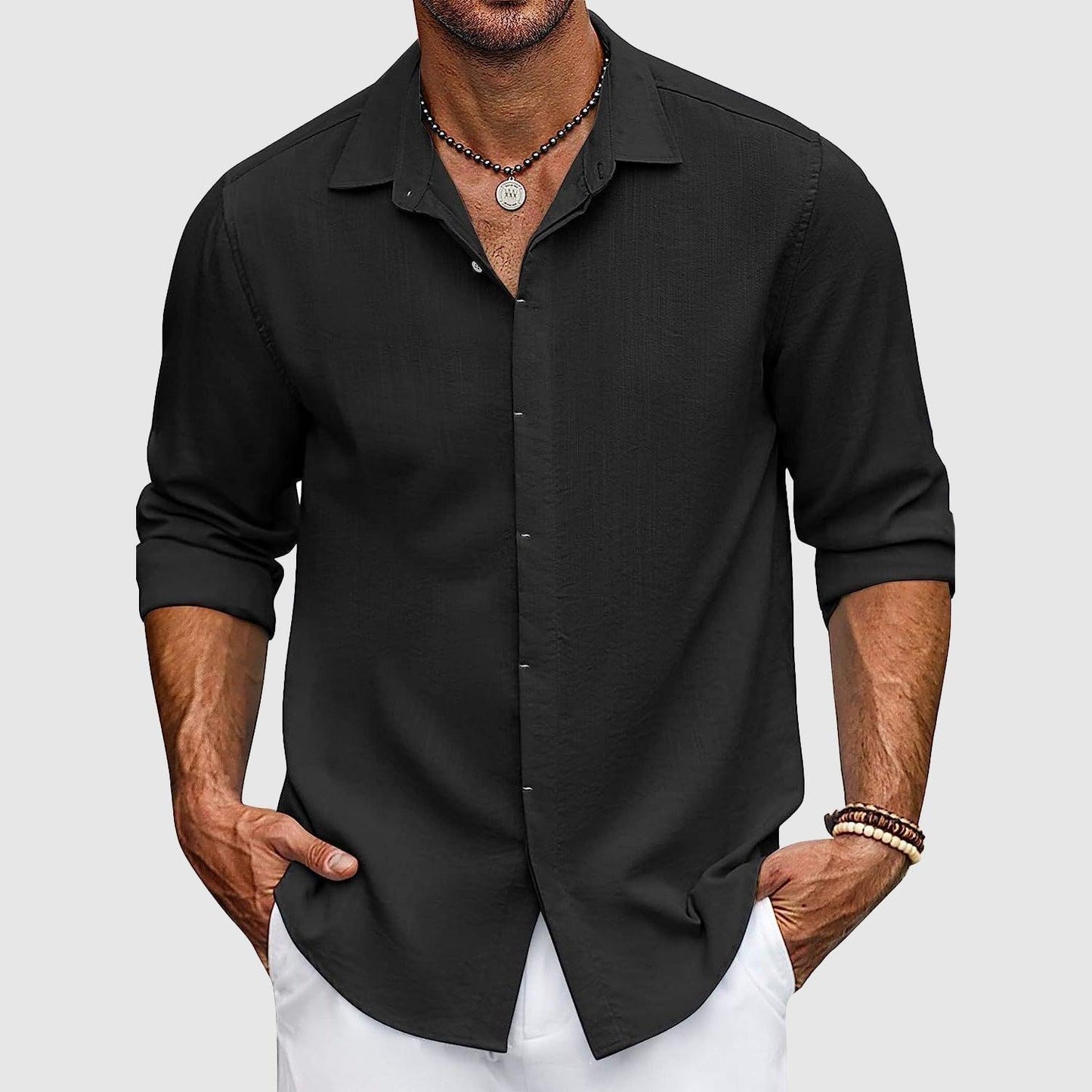 Men's Long Sleeve Dress Shirt Elegant Style