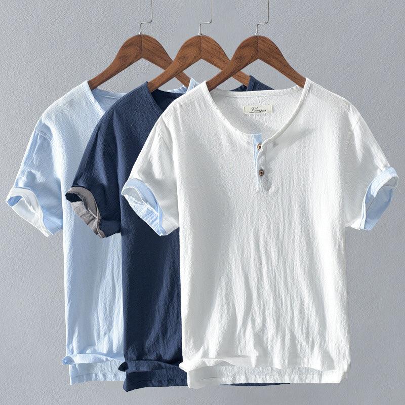 Men's Short Sleeve Henley Shirt Lightweight Cotton Casual Fit