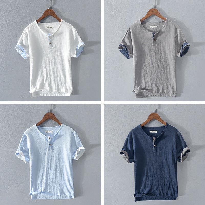 Men's Short Sleeve Henley Shirt Lightweight Cotton Casual Fit