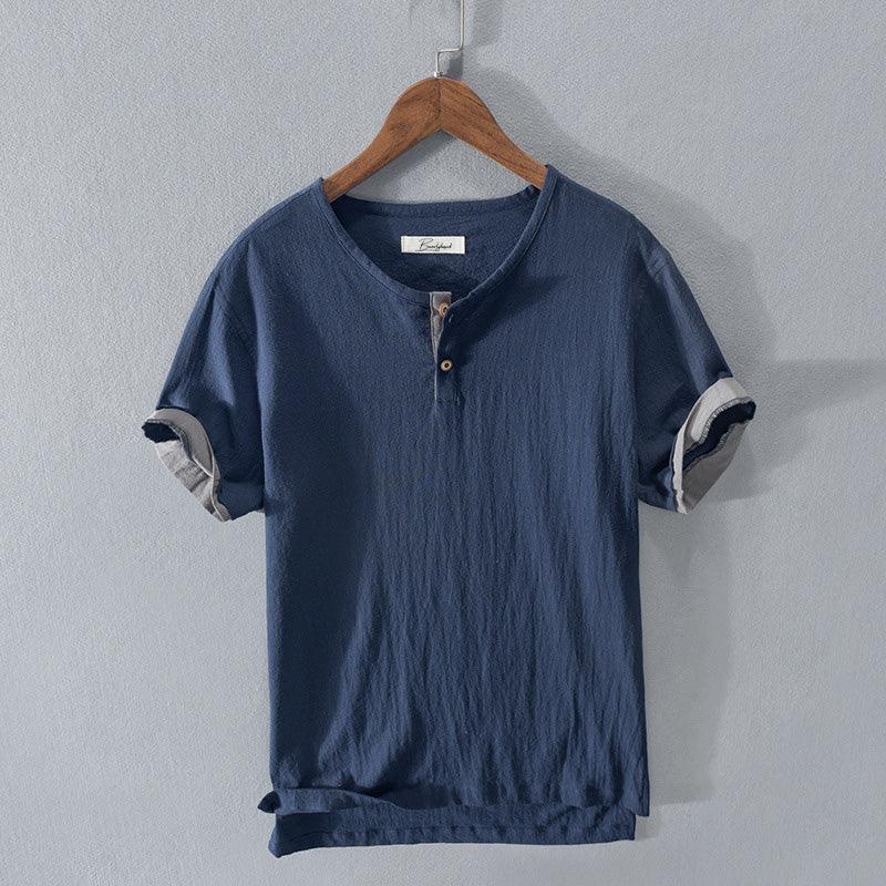 Men's Short Sleeve Henley Shirt Lightweight Cotton Casual Fit