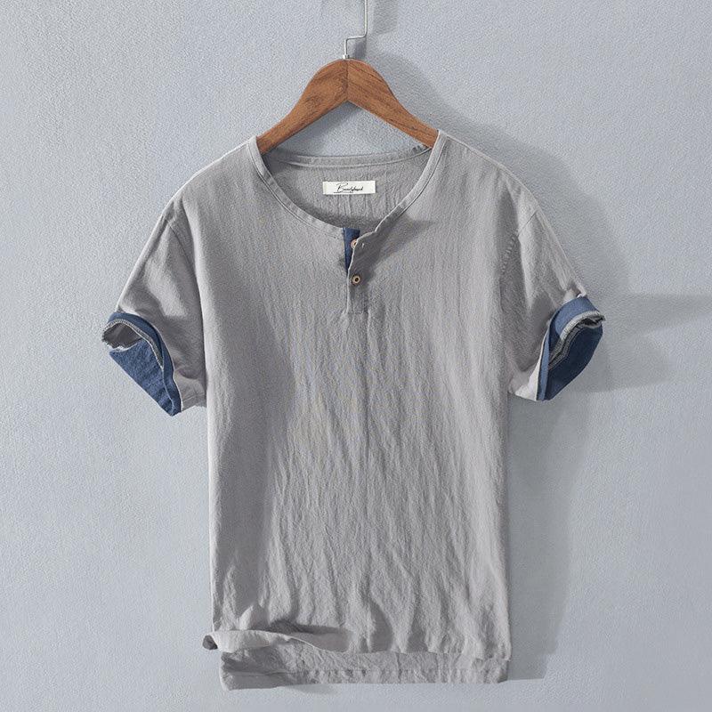Men's Short Sleeve Henley Shirt Lightweight Cotton Casual Fit