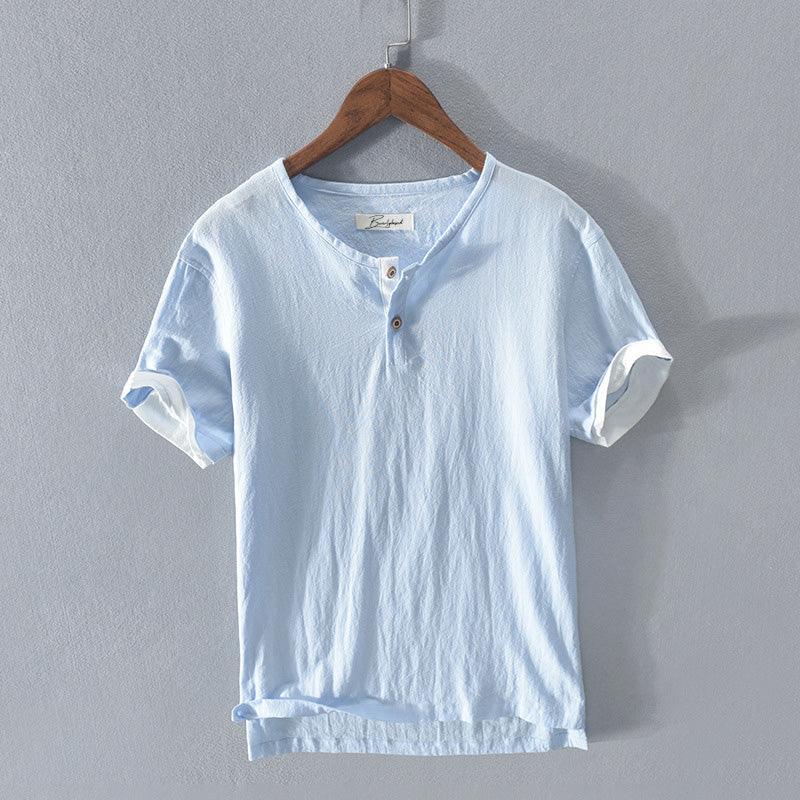 Men's Short Sleeve Henley Shirt Lightweight Cotton Casual Fit