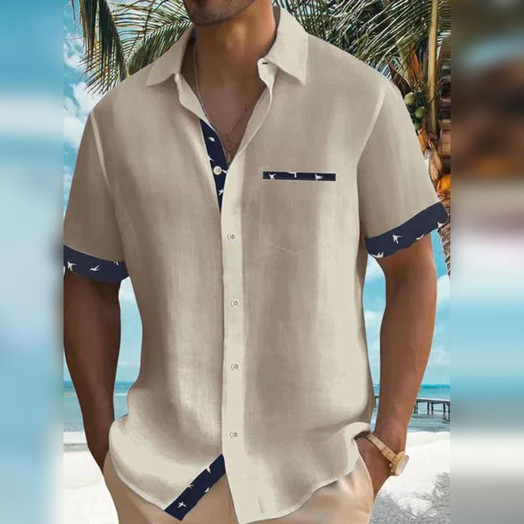 Men’s Short Sleeve Button-Down Shirt Lightweight Breathable Fabric