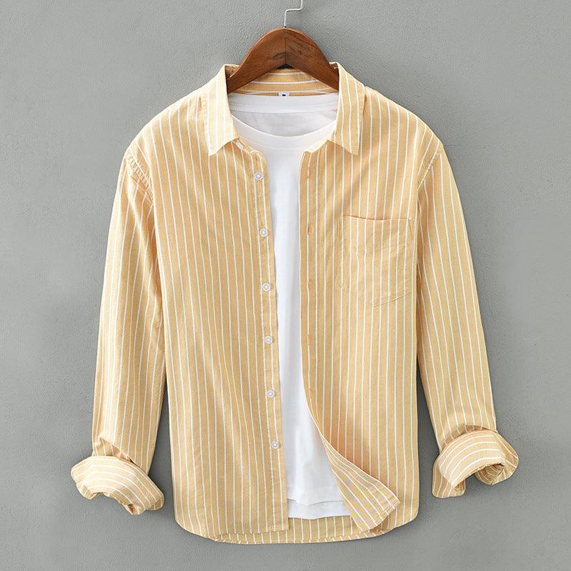 Men's Striped Button-Up Shirt Cotton Blend Relaxed Fit