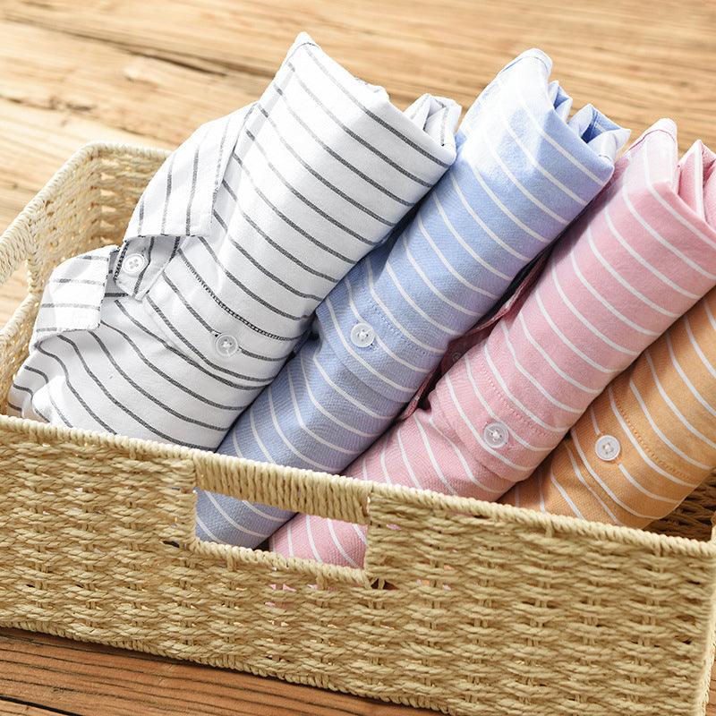 Men's Striped Button-Up Shirt Cotton Blend Relaxed Fit
