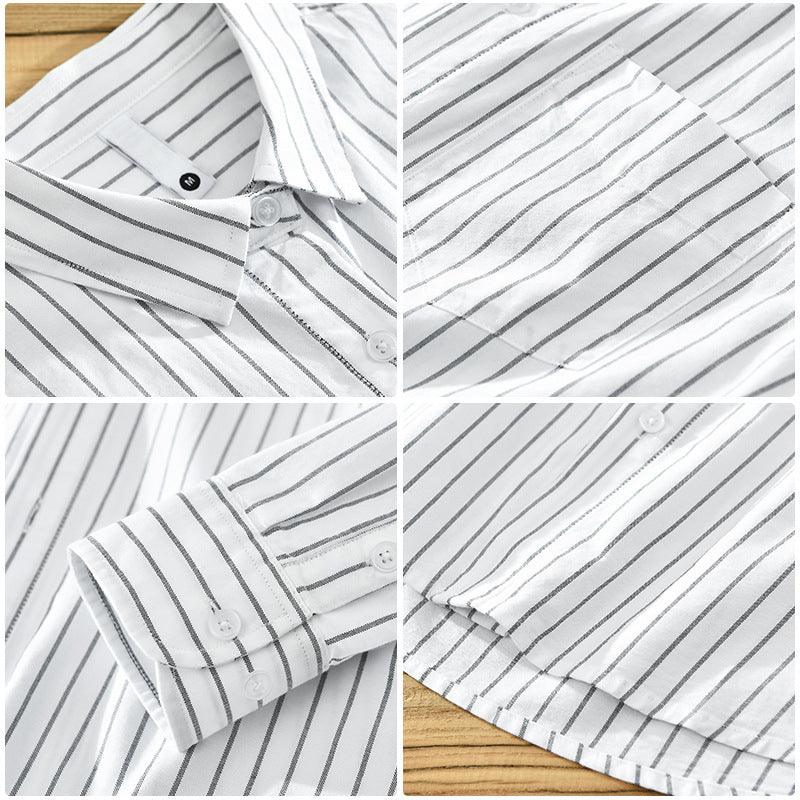 Men's Striped Button-Up Shirt Cotton Blend Relaxed Fit