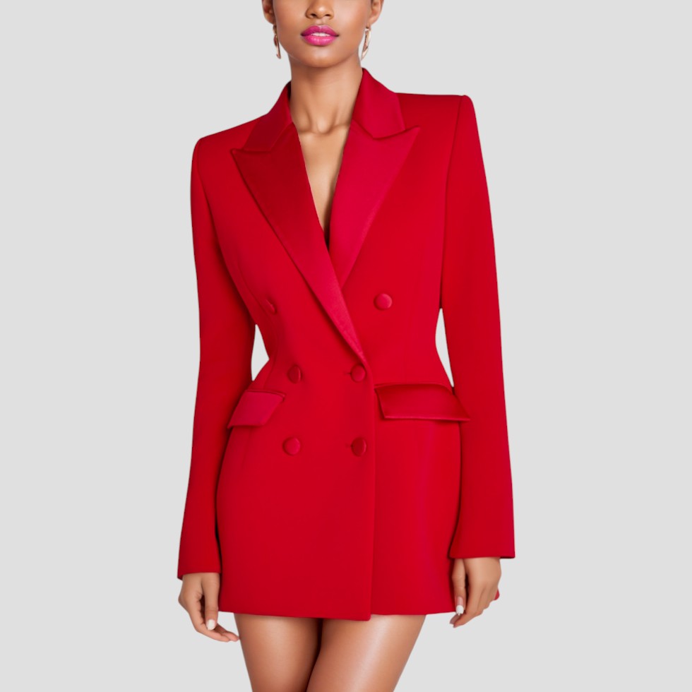 Women's Blazer Dress Double Breasted with Pocket Details