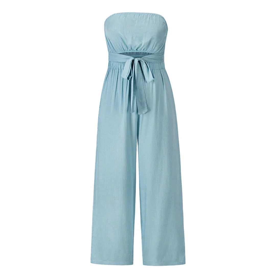 Women's Strapless Jumpsuit with Elastic Waist