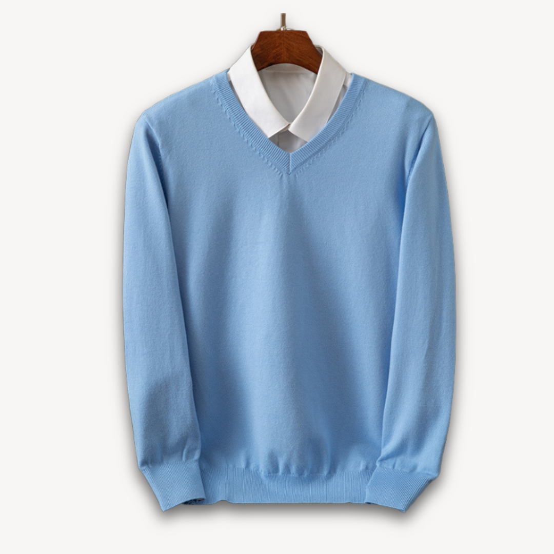 Men's V-Neck Cashmere Sweater - Slim Fit, Soft & Lightweight, Casual & Formal Wear