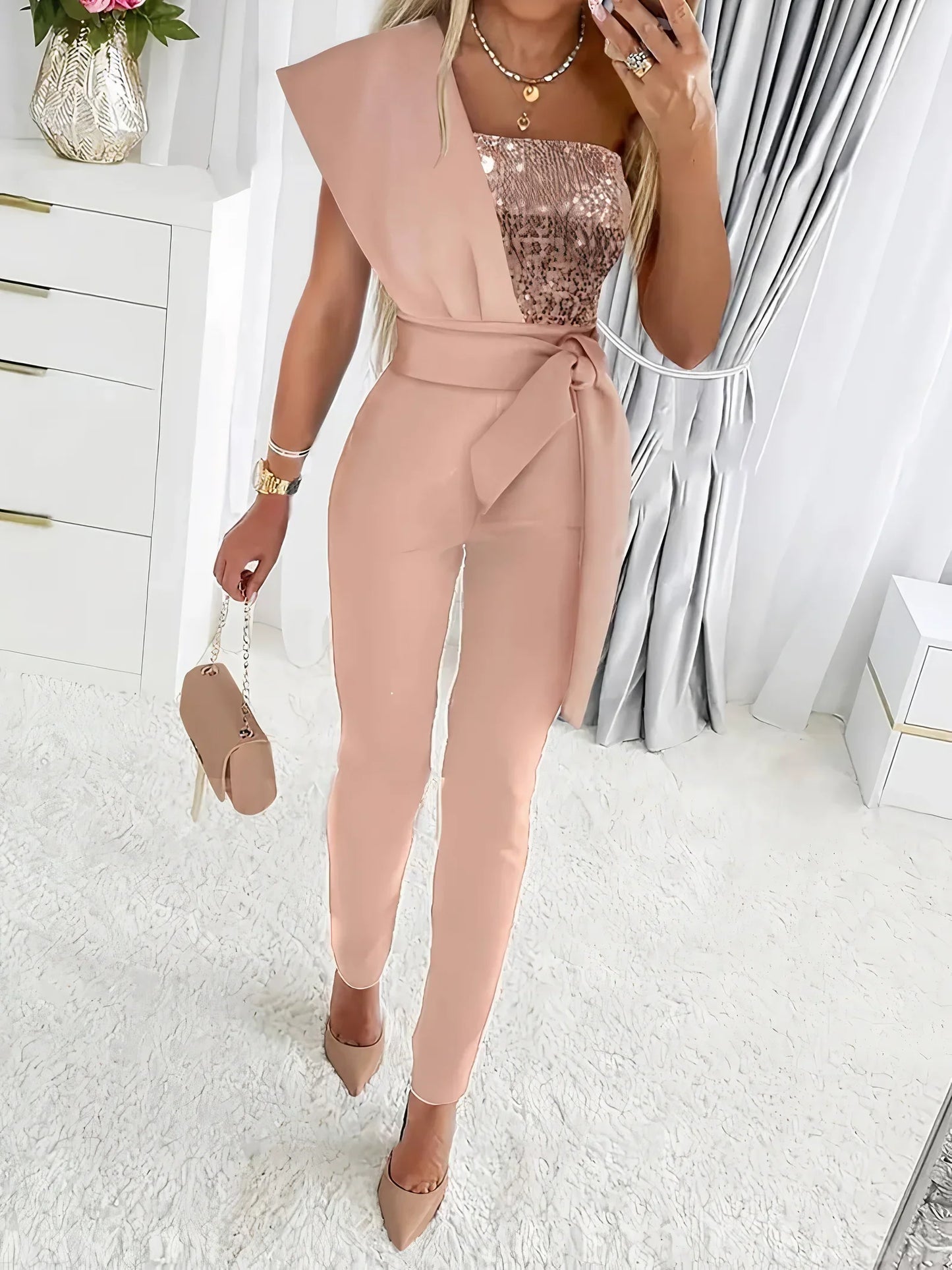 Women's Glitter Bodycon Jumpsuit