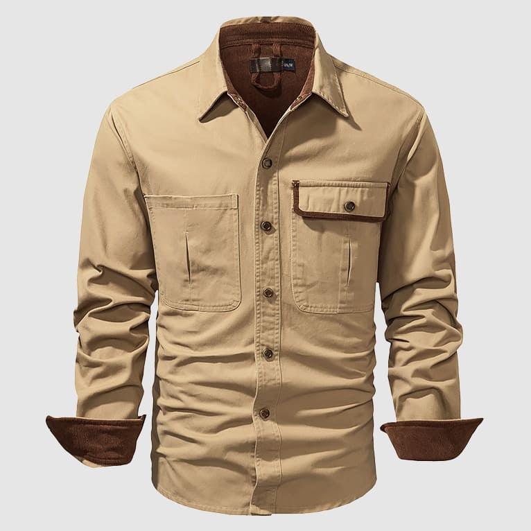 Men’s Long Sleeve Button-Up Shirt 100% Cotton Classic Collar