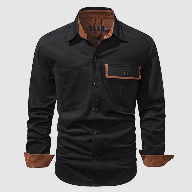 Men’s Long Sleeve Button-Up Shirt 100% Cotton Classic Collar