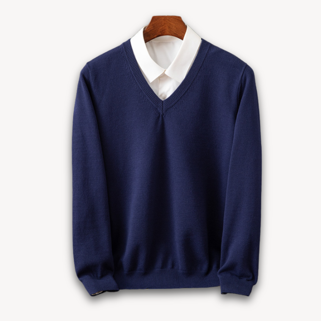 Men's V-Neck Cashmere Sweater - Slim Fit, Soft & Lightweight, Casual & Formal Wear