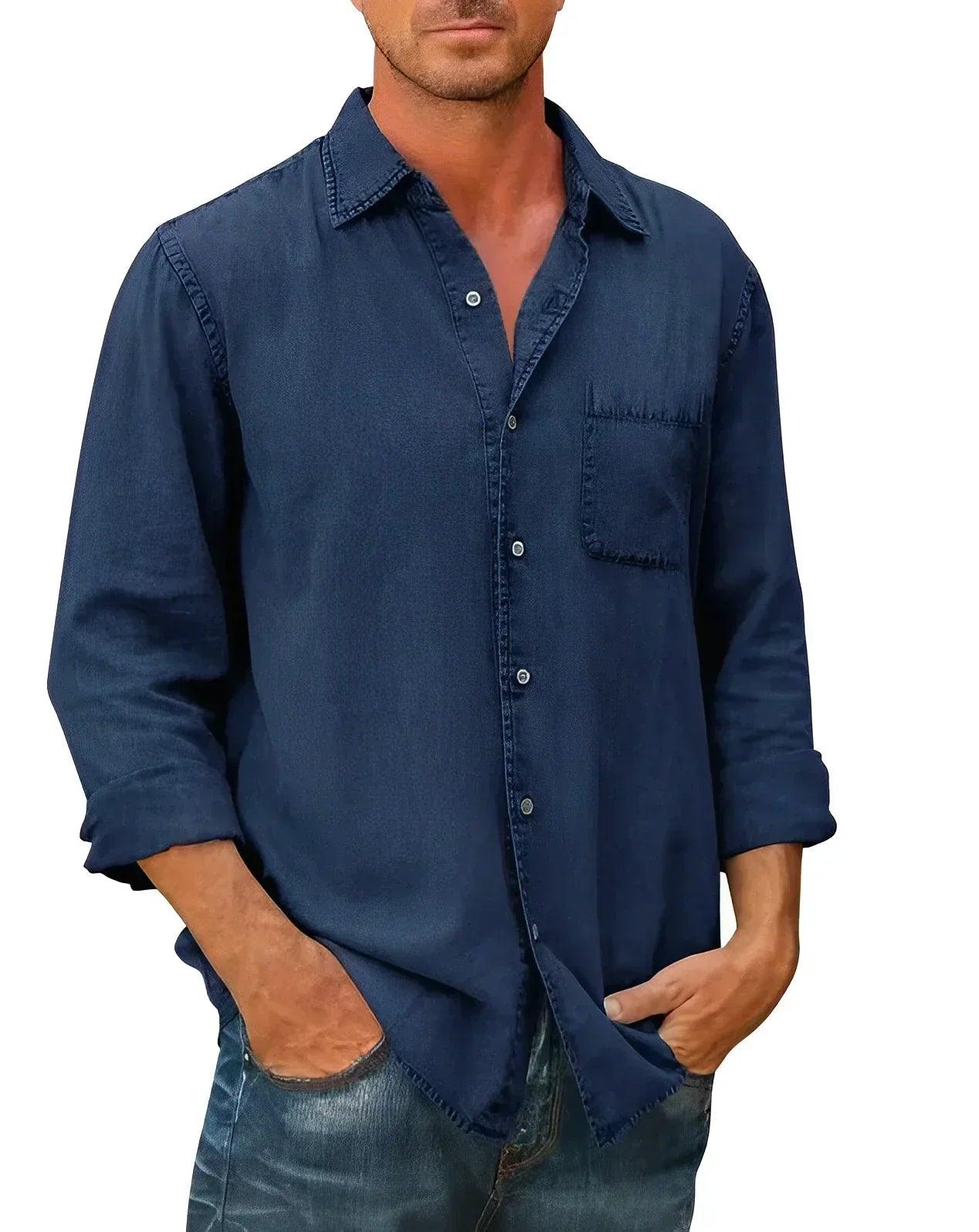 Men's Casual Long-Sleeve Shirt Cotton