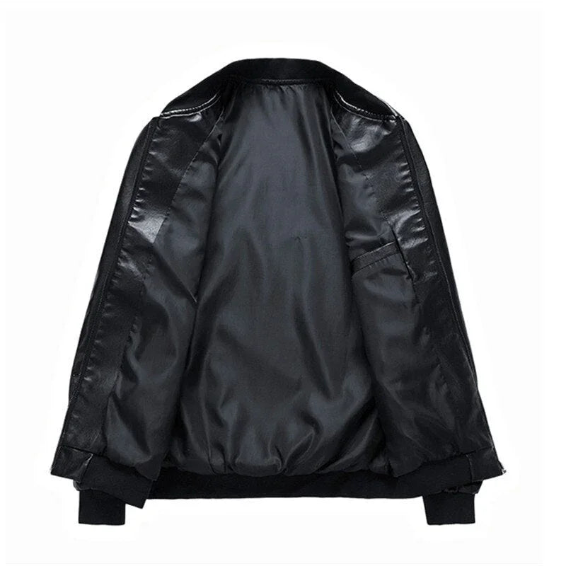 Men's Zippered Motorcycle Jacket Leather