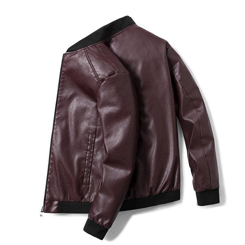 Men's Zippered Motorcycle Jacket Leather