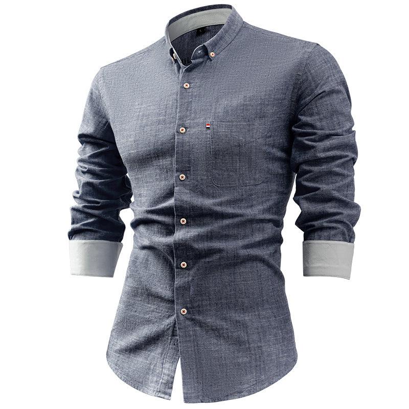 Men’s Slim Fit Button-Up Shirt Cotton Linen Blend