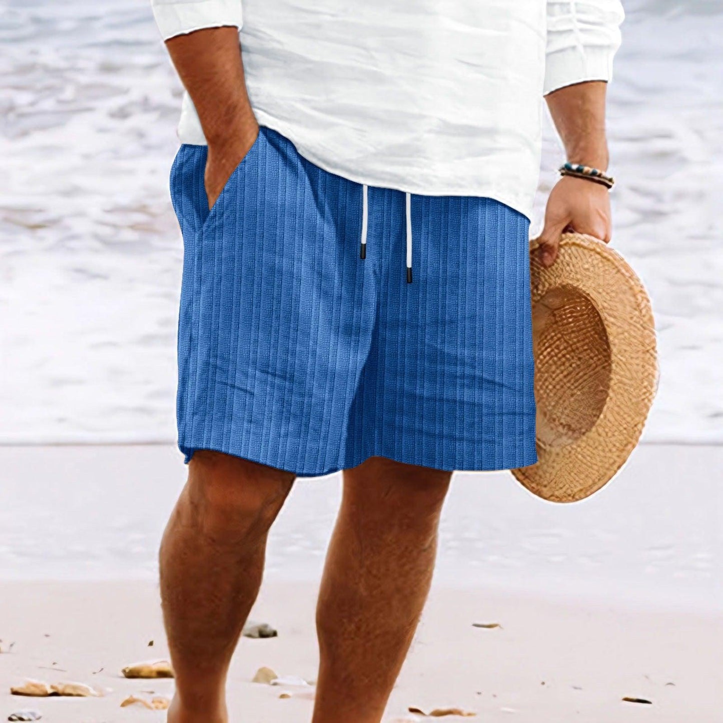 Men's Relaxed Fit Shorts Cotton Linen Blend