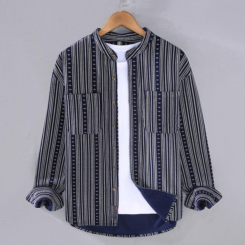 Men's Long Sleeve Striped Shirt Retro Style