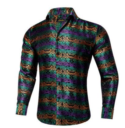 Men's Loose-Fit Shirt with Standing Collar