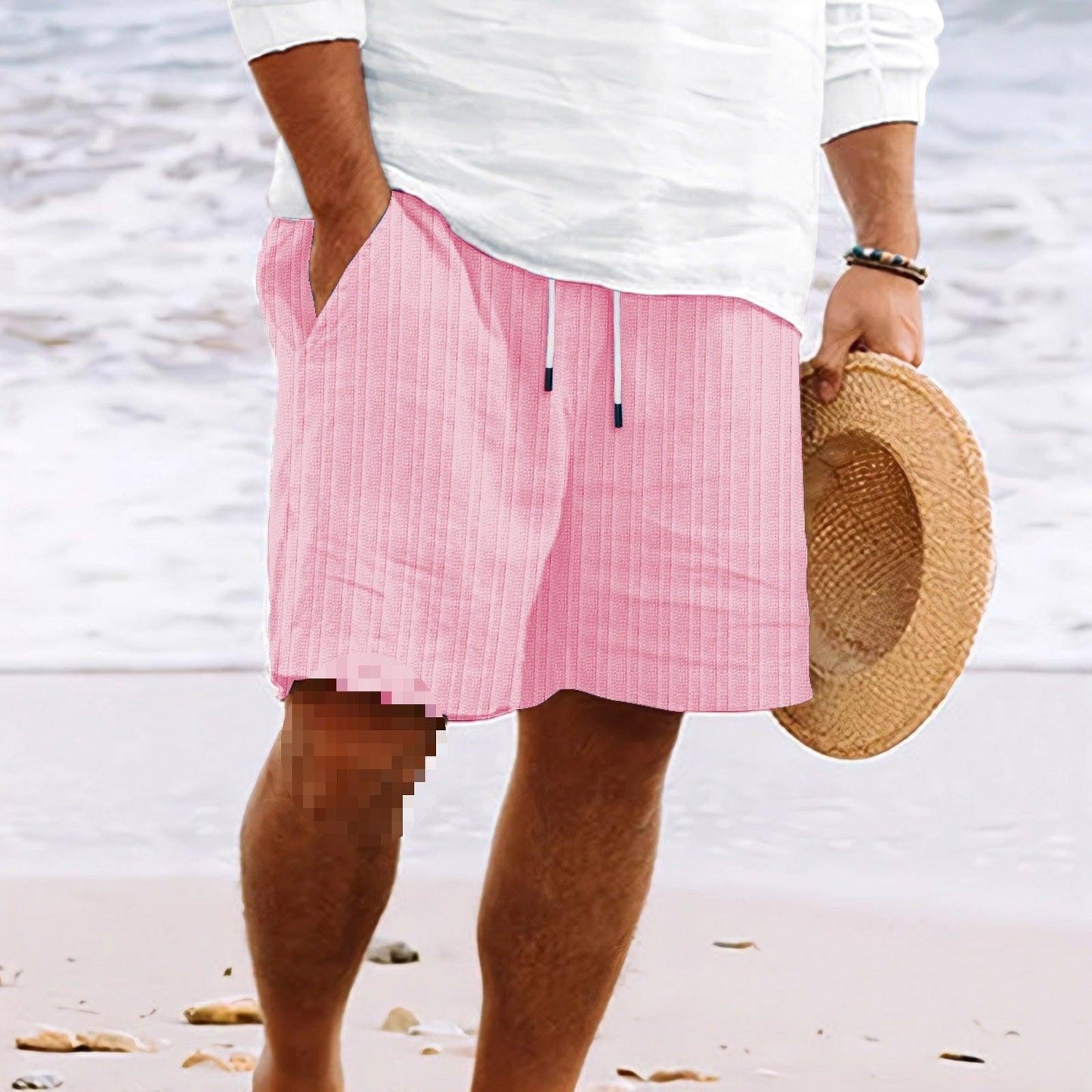 Men's Relaxed Fit Shorts Cotton Linen Blend