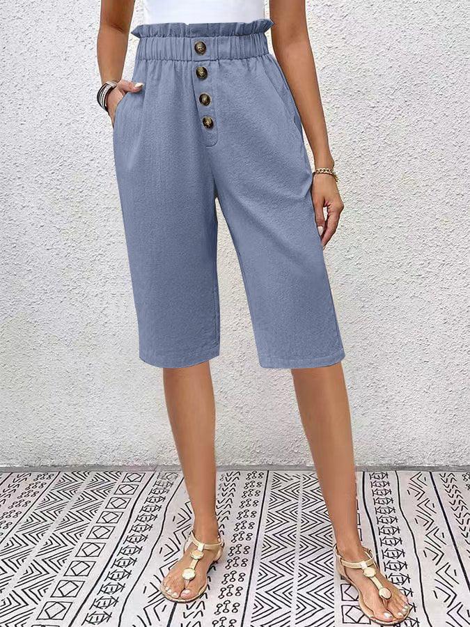 Women's Linen High Waist Paperbag Shorts