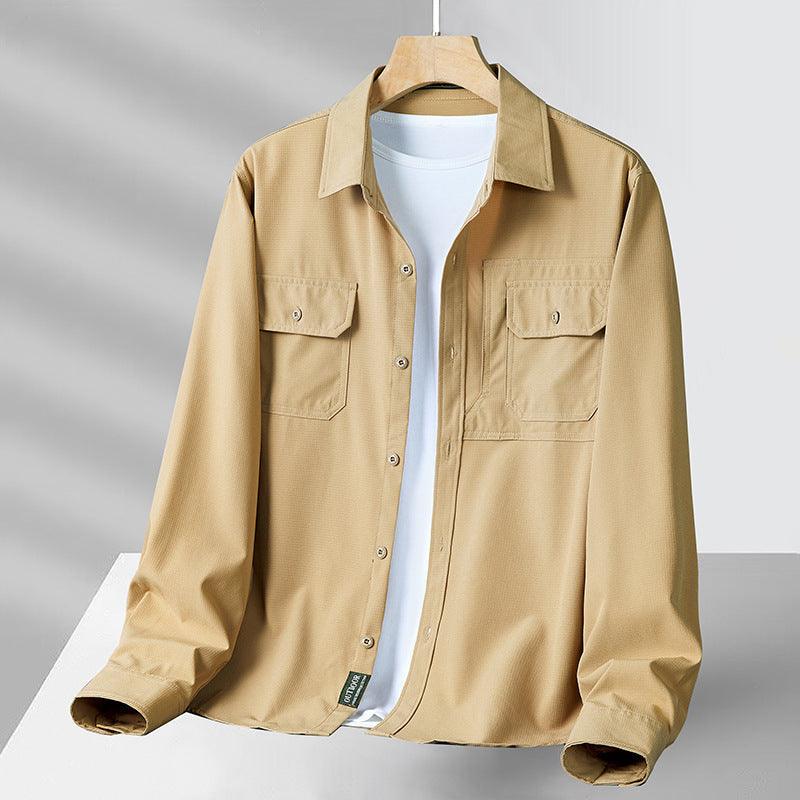 Men's Lightweight Button-Up Shirt with Utility Pockets