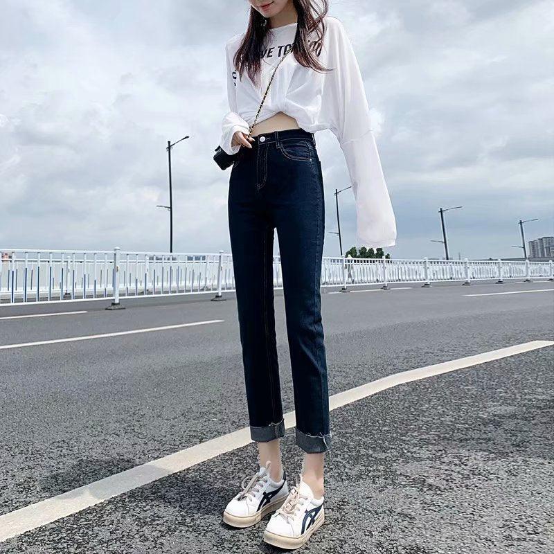 Women's Stretch Straight Pants Shortened
