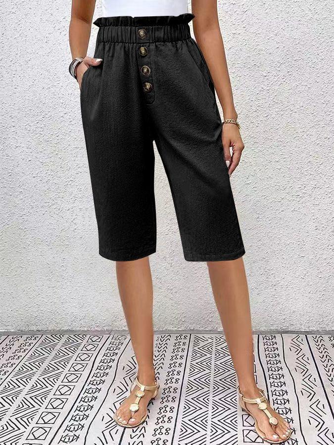 Women's Linen High Waist Paperbag Shorts