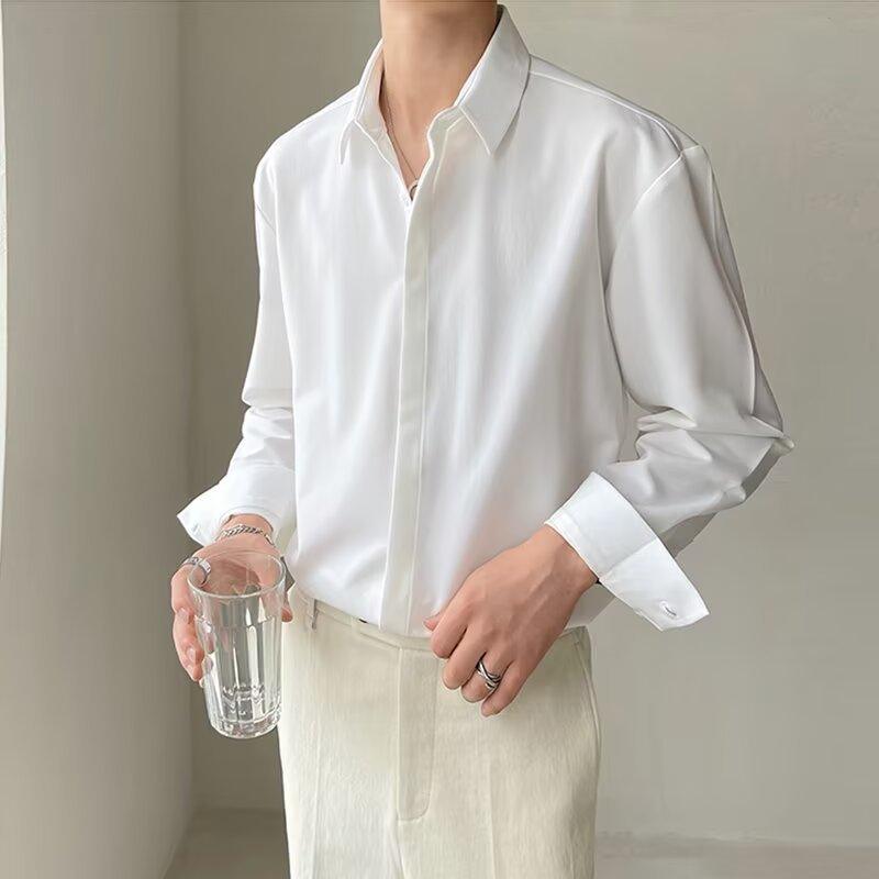 Men's Slim Fit Dress Shirt Stretch Fabric Long Sleeve Hidden Placket