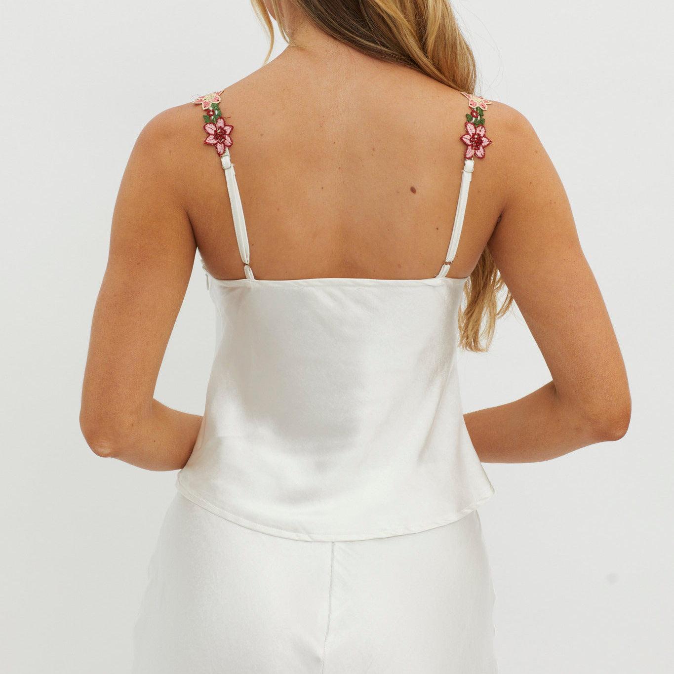 Women's White Floral Embroidered Top