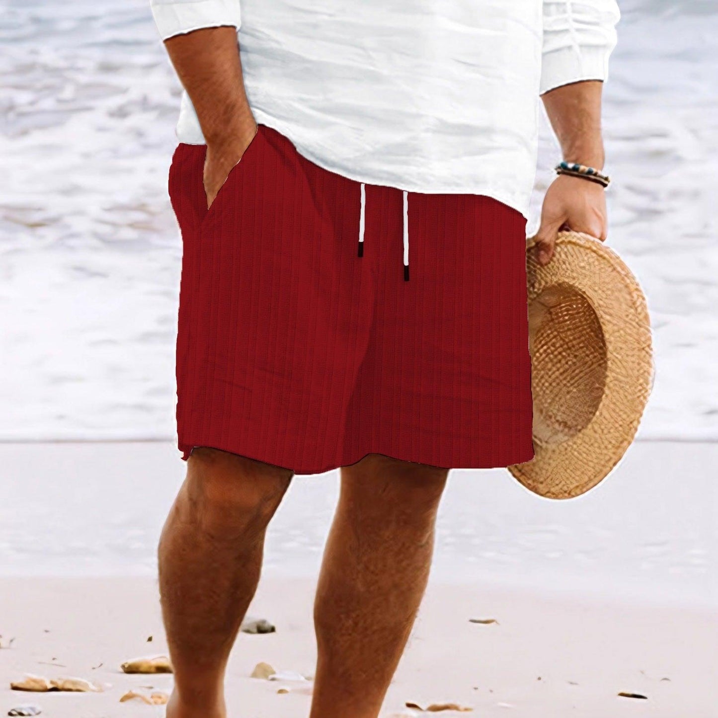 Men's Relaxed Fit Shorts Cotton Linen Blend