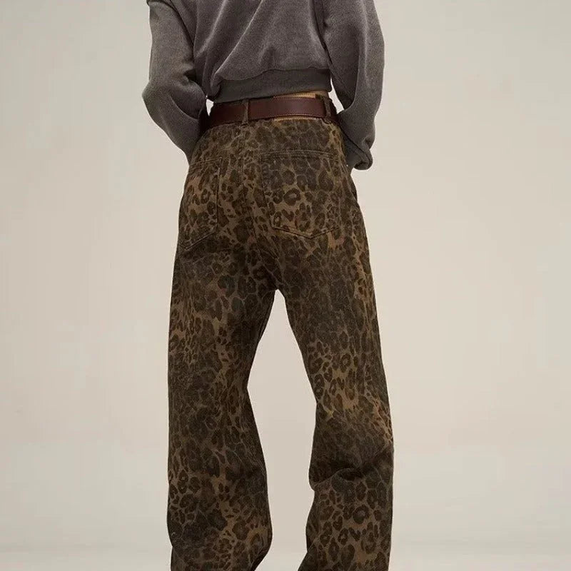 Women's Denim Jeans Leopard Print