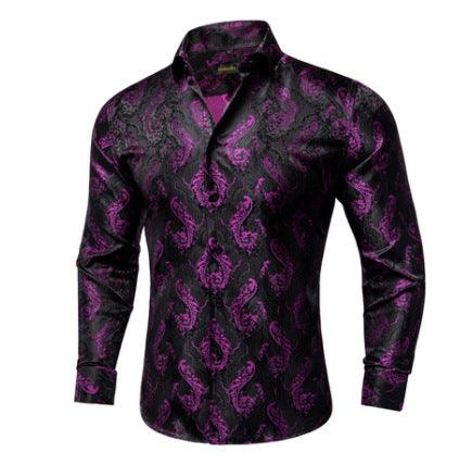 Men's Loose-Fit Shirt with Standing Collar