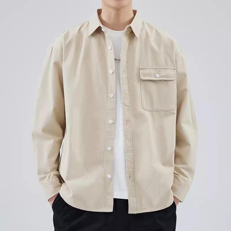 Men’s Cotton Button-Down Shirt Long Sleeve Relaxed Fit