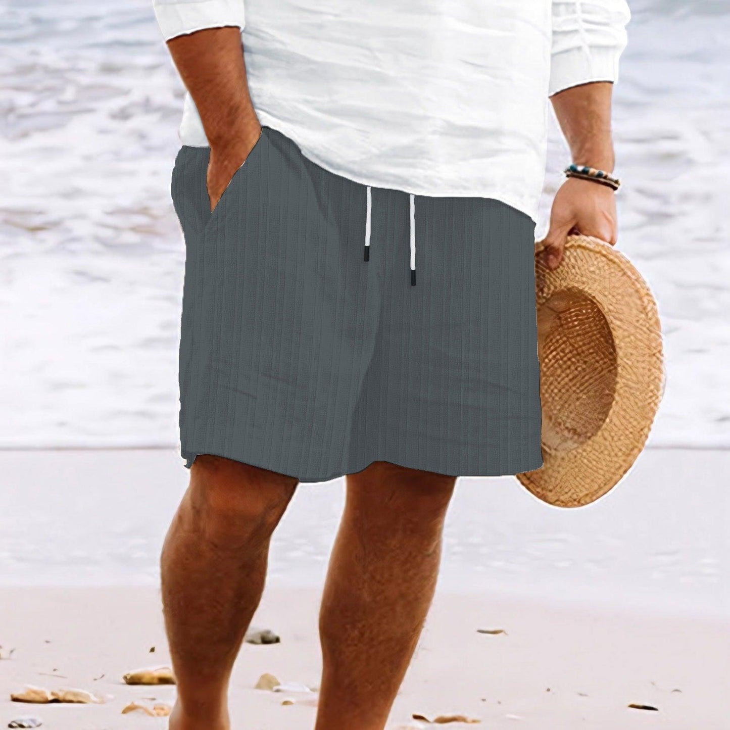 Men's Relaxed Fit Shorts Cotton Linen Blend