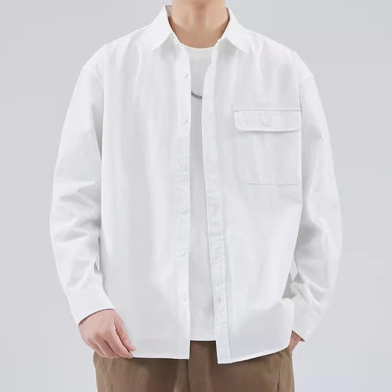 Men’s Cotton Button-Down Shirt Long Sleeve Relaxed Fit